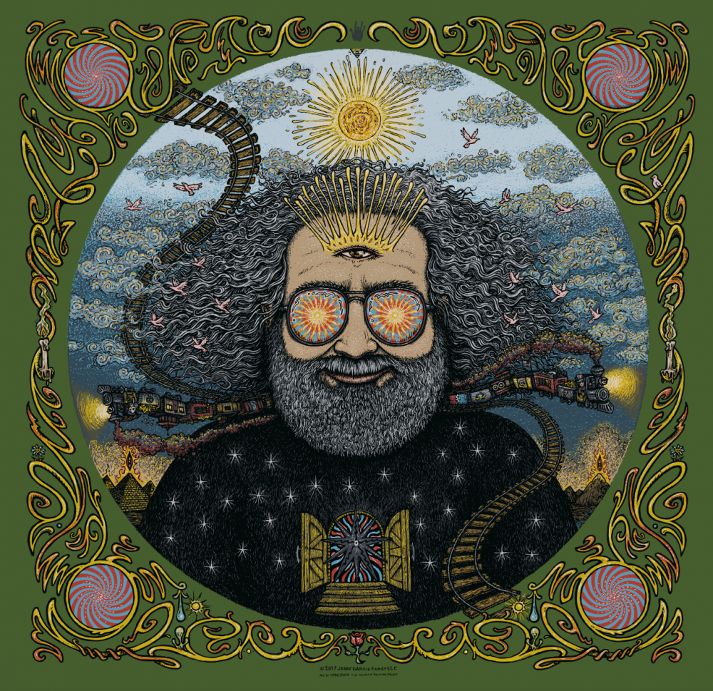 Jerry Garcia Bicycle Day Print - Green
